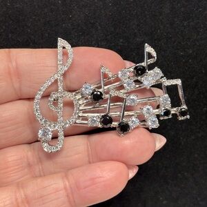 *HOST PICK* Vintage Silver and Black Musical Brooch